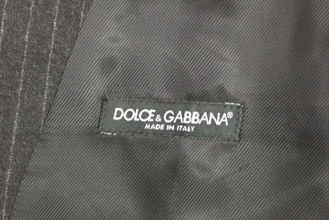 Dolce & Gabbana Elegant Gray Striped Wool Dress Vest