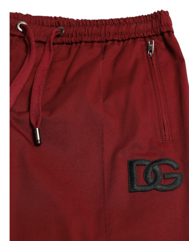 Dolce & Gabbana Maroon Cotton Stretch Jogger Pants