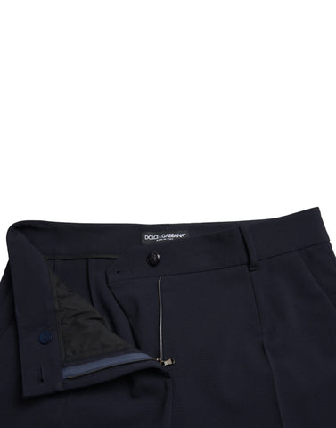 Dolce & Gabbana Elegant Mid Waist Tapered Pants in Blue
