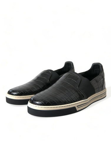 Dolce & Gabbana Elegant Crocodile Leather Low-Top Sneakers