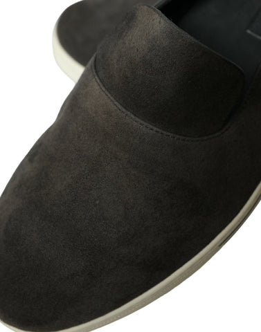 Dolce & Gabbana Elegant Blue Suede & Crocodile Slippers