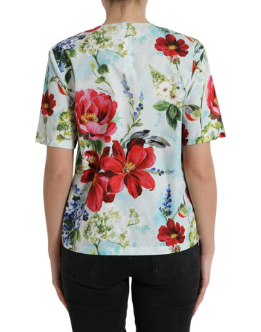 Dolce & Gabbana Chic Floral Round Neck Cotton Top