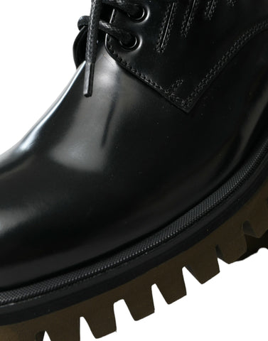 Dolce & Gabbana Elegant Black Leather Derby Dress Shoes