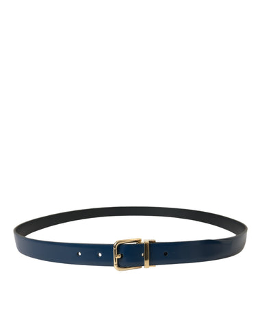 Dolce & Gabbana Elegant Blue Leather Belt with Metal Buckle