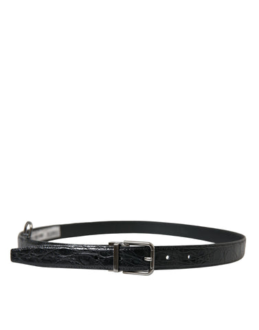 Dolce & Gabbana Elegant Black Leather Belt with Metal Buckle