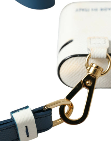 Dolce & Gabbana Chic Leather Airpods Case in Blue & White