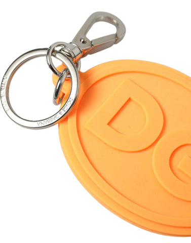 Dolce & Gabbana Elegant Orange Charm Keyring with Silver Detail