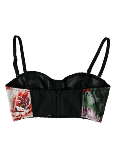 Dolce & Gabbana Multicolor Floral Bustier Crop Top