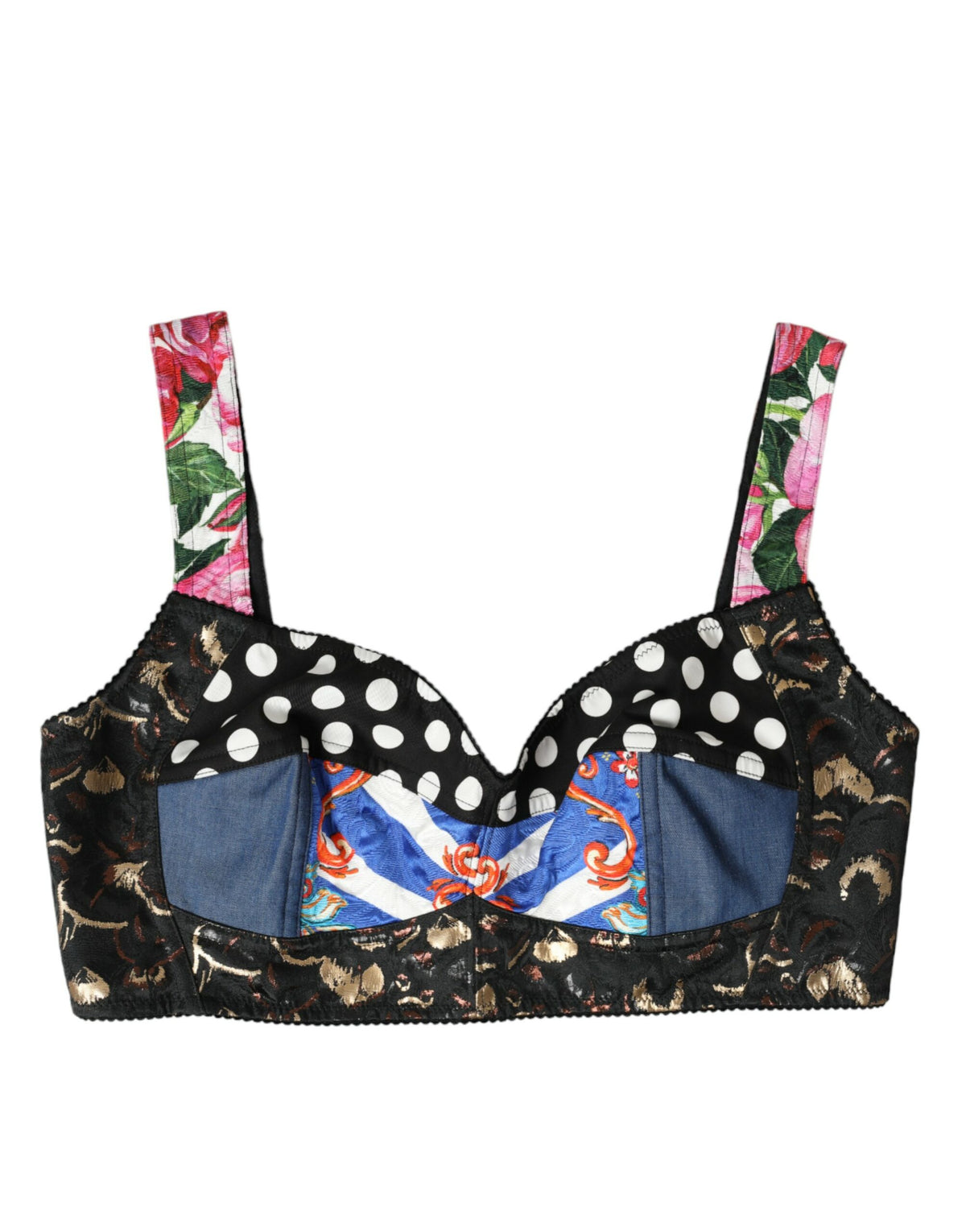 Dolce & Gabbana Floral Patchwork Bustier Crop Top