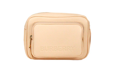 Burberry Small Branded Peach Pink Grainy Leather Camera Crossbody Bag