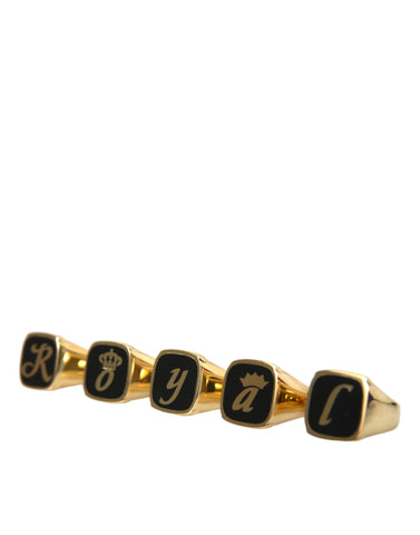 Dolce & Gabbana Gold Brass ROYAL Enamel Set of 5 Ring