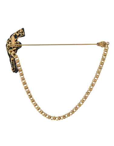 Dolce & Gabbana Brass Copper Silk Revolver Gun Men Brooch Lapel Pin