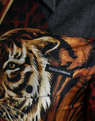 Dolce & Gabbana Multicolor Tiger Button Down Casual Shirt