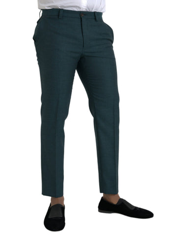 Dolce & Gabbana Green Wool Skinny Slim Dress Pants