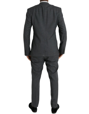 Dolce & Gabbana Gray Plaid Wool MARTINI Formal 2 Piece Suit