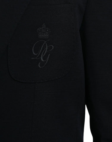 Dolce & Gabbana Black Wool Single Breasted Coat Blazer