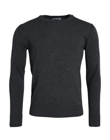 Dolce & Gabbana Dark Gray Wool Crew Neck Pullover Sweater