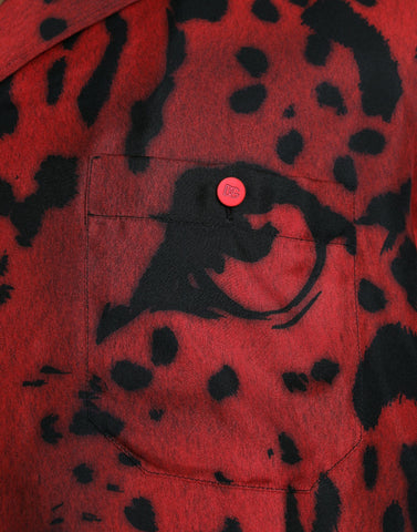 Dolce & Gabbana Red Leopard Silk Button Down Casual Shirt