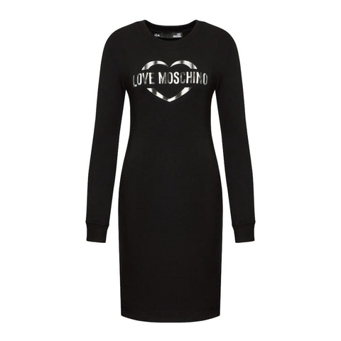 Love Moschino Chic Cotton Blend Logo Dress