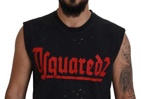 Dsquared² Black Cotton Sleeveless Crewneck Tank T-shirt