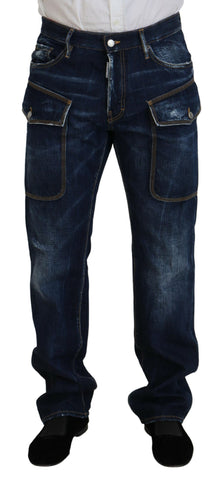 Dsquared² Blue Washed Cotton Cargo Casual Men Denim Jeans