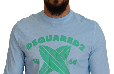 Dsquared² Light Blue Printed Long Sleeves Men Sweater