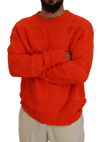 Dsquared² Orange Cotton Long Sleeves Men Pullover Sweater