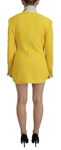 Dsquared² Yellow Peak Double Breasted Suit Blazer Short Set