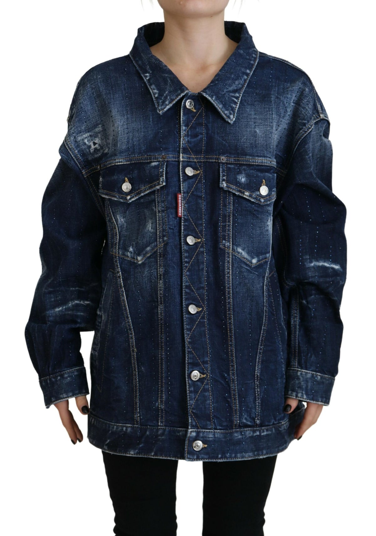 Dsquared² Blue Distressed Collared Denim Jacket