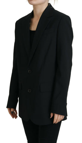 Dsquared² Black Flower Single Breasted Coat Blazer