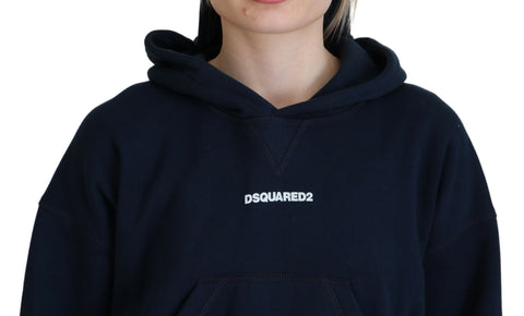 Dsquared² Blue Logo Print Hooded Cap Long Sleeve Sweater