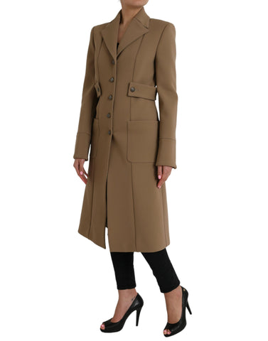 Dolce & Gabbana Brown Button Down Long Trench Coat Jacket