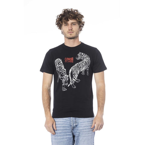 Cavalli Class Black Cotton Men T-Shirt