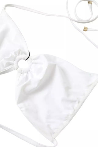 Dolce & Gabbana White Nylon Stretch Swimwear Top Bikini