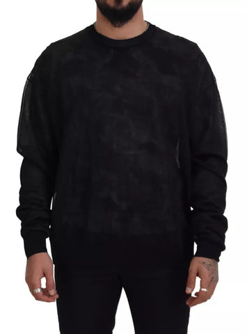 Dolce & Gabbana Black Polyester Crewneck Pullover Sweater