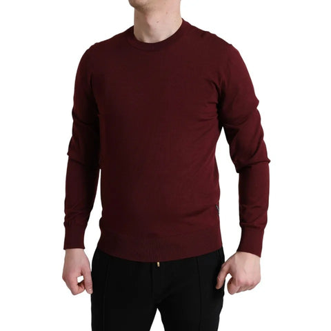 Dolce & Gabbana Bordeaux Wool Knit Crew Neck Pullover Sweater