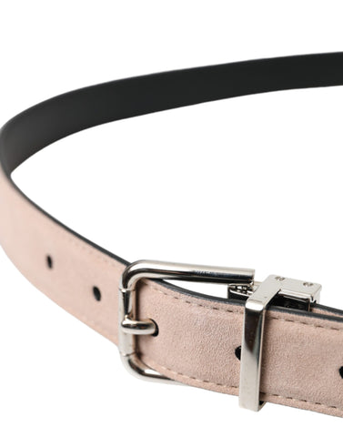 Dolce & Gabbana Beige Suede Leather Silver Buckle Belt Men