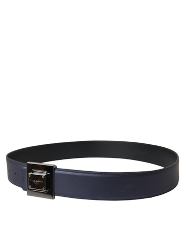 Dolce & Gabbana Blue Leather Square Metal Buckle Belt