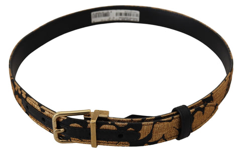 Dolce & Gabbana Multicolor Jacquard Leather Logo Buckle Belt