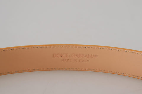 Dolce & Gabbana Beige Exotic Leather Gold Metal Buckle Belt