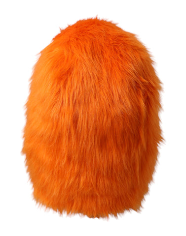 Dolce & Gabbana Orange Faux Fur Whole Head Wrap Hat