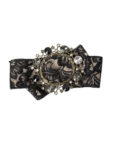 Dolce & Gabbana Black Lace Crystal Handmade Brooch Hair Pin