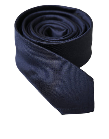 Dolce & Gabbana Blue Solid Silk Adjustable Tie Men