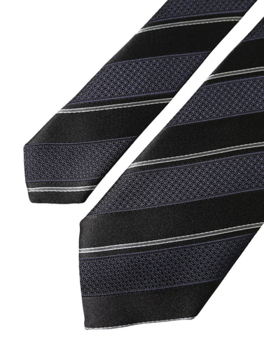 Dolce & Gabbana Black White Stripes Silk Adjustable Tie