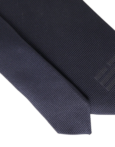 Dolce & Gabbana Blue Solid Silk Adjustable Tie Men