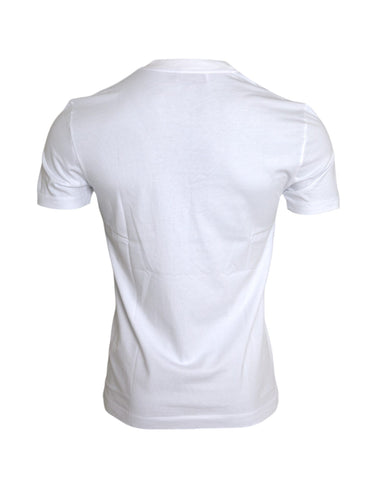 Dolce & Gabbana White Cotton DG Applique Men Casual T-shirt