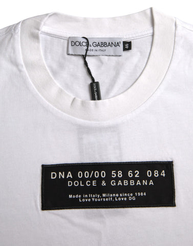 Dolce & Gabbana White Cotton DG Applique Men Casual T-shirt