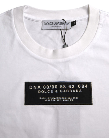 Dolce & Gabbana White Cotton DG Applique Men Casual T-shirt