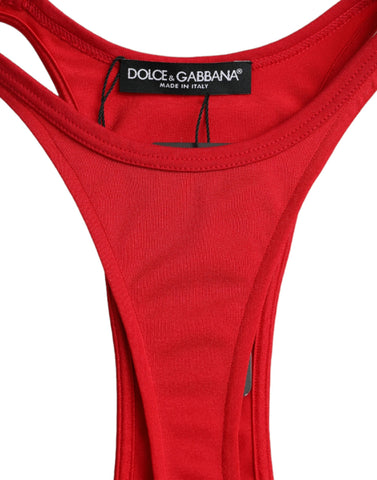 Dolce & Gabbana Red Nylon Stretch Bodycon Sheath Mini Dress