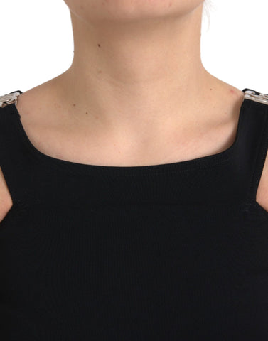 Dolce & Gabbana Black Sleeveless Round Neck Cropped Tank Top